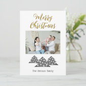 Snel kerstboomscript, foto van minimalistische fam feestdagenkaart (Staand voorkant)