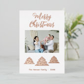 Snel kerstboomscript, foto van minimalistische fam folie feestdagenkaart (Staand Voorkant)