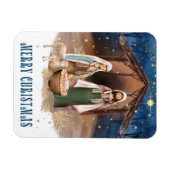 Snel kerstcadeaunetten op nativiteitsscène magneet (Horizontaal)