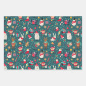 Snel kerstcadeaupapier set van 3 inpakpapier vel (Voorkant)