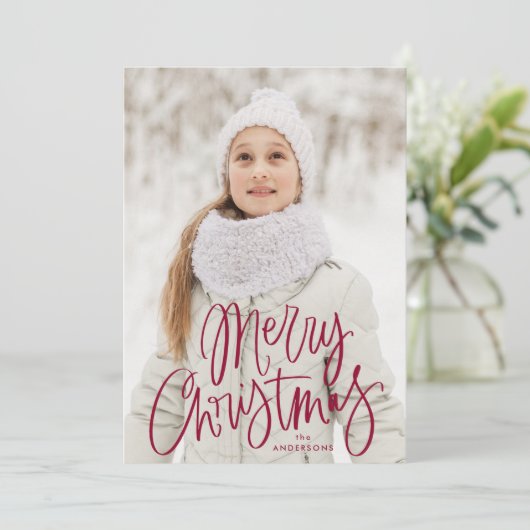 Snel kerstcadeauscript foto feestdagenkaart (Staand voorkant)