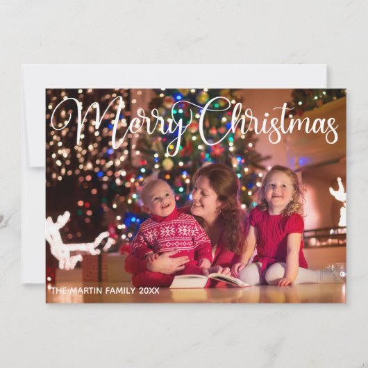 Snel kerstcadeautje Elegant White Cursive Script F Feestdagenkaart (Voorkant)