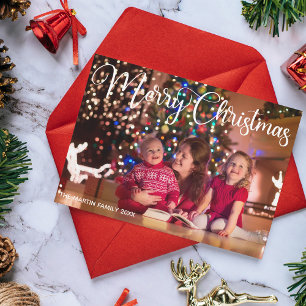 Snel kerstcadeautje Elegant White Cursive Script F Feestdagenkaart