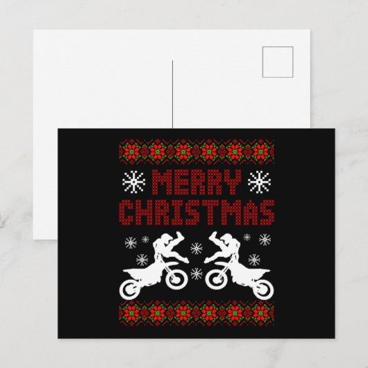 Snel kerstcadeautje voor motorrijwiel briefkaart (Voorkant / Achterkant)
