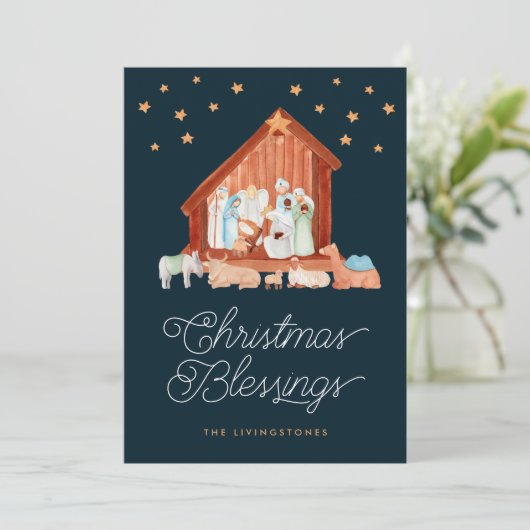 Snel kerstcadeautjes Foto Religieus hotel Feestdagenkaart (Staand voorkant)