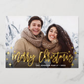 Snel kerstfeest 2 PHOTO Greeting Gold Folie Feestdagenkaart (Voorkant)