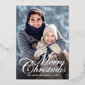 Snel kerstfeest 2 PHOTO Greeting Silver Folie Feestdagenkaart (Voorkant)