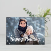 Snel kerstfeest 3 PHOTO Greeting Silver Folie Feestdagenkaart (Staand Voorkant)