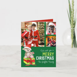 Snel kerstfeest 4 foto beren cadeaudoos groen feestdagen kaart