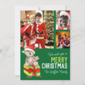 Snel kerstfeest 4 foto beren cadeaudoos groen feestdagenkaart (Voorkant)