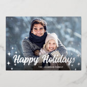 Snel kerstfeest 4 PHOTO Greeting Silver Folie Feestdagenkaart (Voorkant)