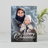 Snel kerstfeest 4 PHOTO Greeting Silver Folie Feestdagenkaart (Staand Voorkant)