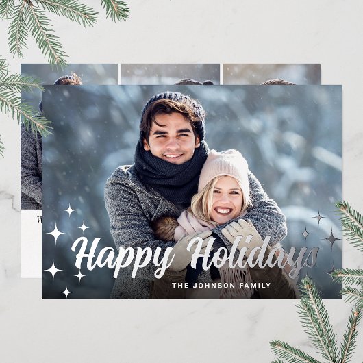 Snel kerstfeest 4 PHOTO Greeting Silver Folie Feestdagenkaart