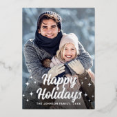 Snel kerstfeest 4 PHOTO Greeting Silver Folie Feestdagenkaart (Voorkant)