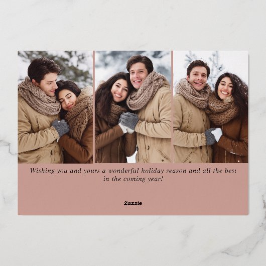 Snel kerstfeest 4 Roos met fotografie Gold Folie Feestdagenkaart (Achterkant)