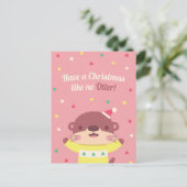 Snel kerstfeest als geen Otter Pun Wenskaart Briefkaart (Staand voorkant)