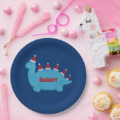 Snel kerstfeest Dinosaurs Festive Holiday Name Papieren Bordje (Feest)