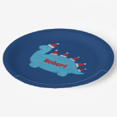 Snel kerstfeest Dinosaurs Festive Holiday Name Papieren Bordje (Gekanteld)