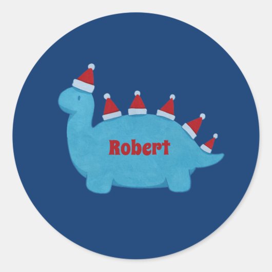 Snel kerstfeest Dinosaurs Festive Holiday Name Ronde Sticker (Voorkant)