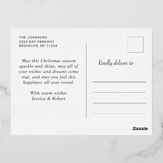 Snel kerstfeest- en frituurtje folie feestdagen briefkaart (Achterkant)