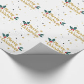 Snel kerstfeest Gold Glitter-tekstontwerp Cadeaupapier (Hoek)