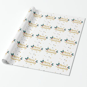Snel kerstfeest Gold Glitter-tekstontwerp Cadeaupapier
