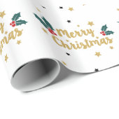 Snel kerstfeest Gold Glitter-tekstontwerp Cadeaupapier (Rol Hoek)