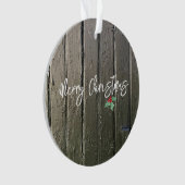 Snel kerstfeest Holly Barn Deuren Foto Ornament (voorkant)