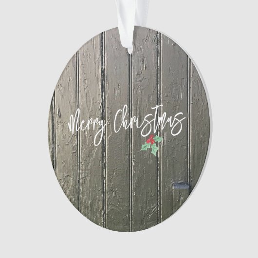 Snel kerstfeest Holly Barn Deuren Foto Ornament (voorkant)