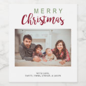 Snel kerstfeest met rode groene feestfoto wijn etiket (Enkel label)
