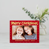 Snel kerstfeest Modern Leaf Pattern Foto Folie Feestdagen Briefkaart (Staand Voorkant)