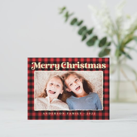 Snel kerstfeest Modern Pset Pattern Foto Feestdagenkaart (Staand voorkant)