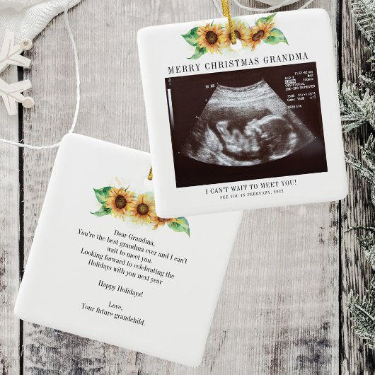 Snel kerstfeest oma Sunflower Ultrasound foto Keramisch Ornament