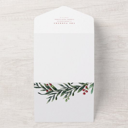 Snel kerstfeest op feestdag all in one uitnodiging (Buitenkant)