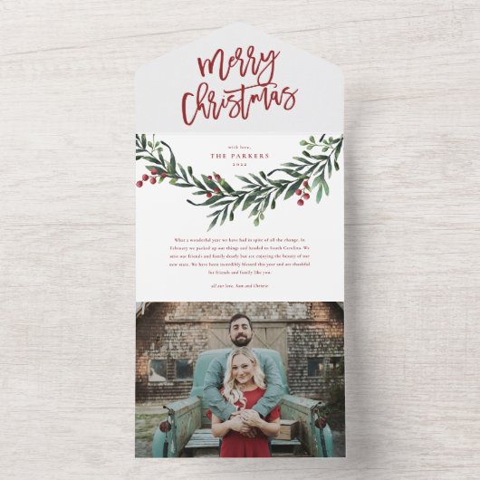 Snel kerstfeest op feestdag all in one uitnodiging (Binnen)