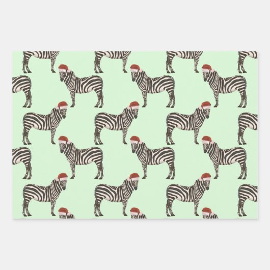 Snel kerstfeest Safari Dieren | Lion Zebra Tiger Inpakpapier Vel (Voorkant 2)