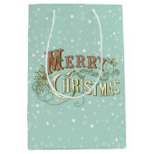 Snel kerstfeestelijk typografisch ontwerp medium cadeauzakje (Voorkant)