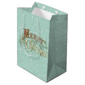 Snel kerstfeestelijk typografisch ontwerp medium cadeauzakje (Achterkant Gekanteld)