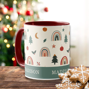 Snel kerstfeestelijke regenbogen Vakantie Naam Mok
