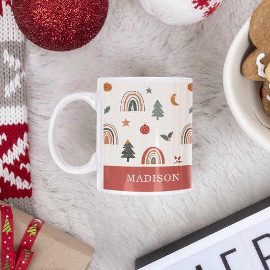 Snel kerstfeestelijke regenbogen Vakantie Naam Mok