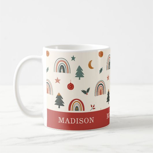 Snel kerstfeestelijke regenbogen Vakantie Naam Mok (Links)