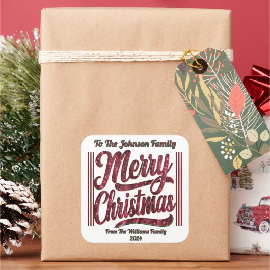 Snel kerstfeestelijke vormgeving vierkante sticker (Feestdagen)