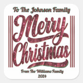 Snel kerstfeestelijke vormgeving vierkante sticker (Voorkant)