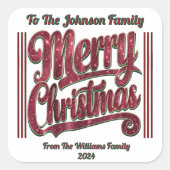 Snel kerstfeestelijke vormgeving vierkante sticker (Voorkant)