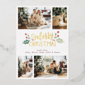 Snel kerstfeestvieren Foto Collage Folie Feestdagenkaart (Voorkant)