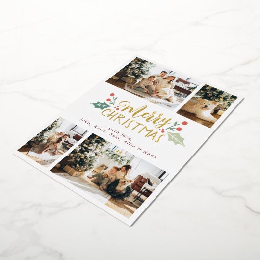 Snel kerstfeestvieren Foto Collage Folie Feestdagenkaart (Gedraaid)
