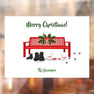 Snel kerstgerei met Schaatsen Familie Venster Deur Raamsticker