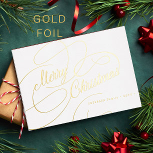 Snel kerstgouden script, eenvoudig elegant folie feestdagenkaart