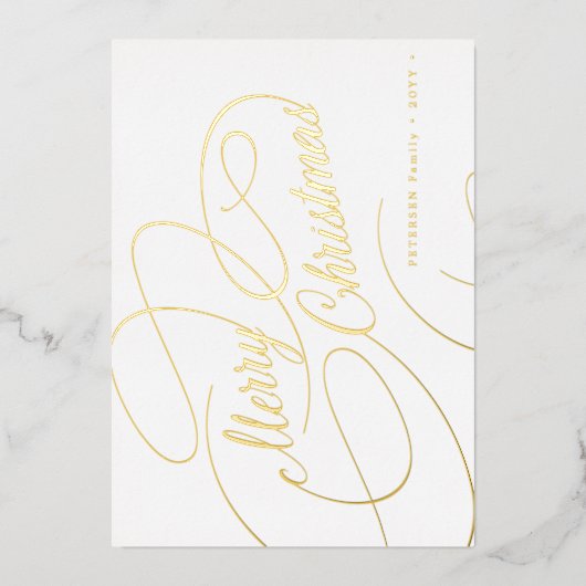 Snel kerstgouden script, eenvoudig elegant folie feestdagenkaart (Voorkant)