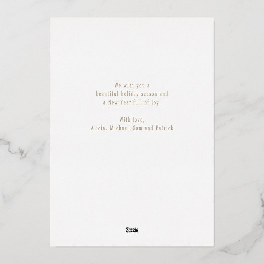 Snel kerstgouden script, eenvoudig elegant folie feestdagenkaart (Achterkant)